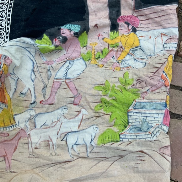 Indian tapestry painted and embellished with sequins - Picture 9 of 10